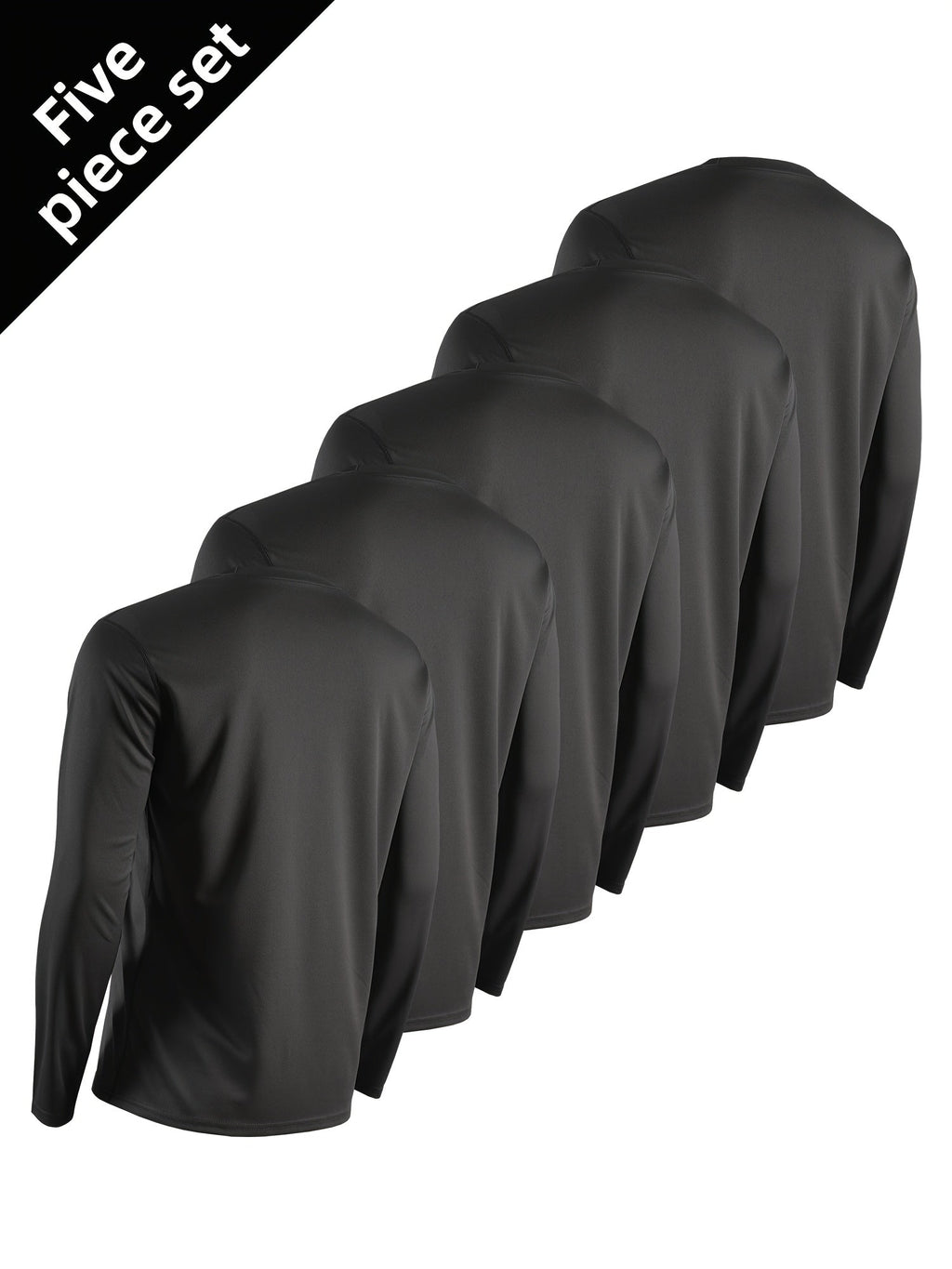 Men's Quick-Dry Long Sleeve Shirts 5-Pack, Moisture-Wicking Breathable Athletic Workout Tops - Anti-Odor Stretchy Running Gym Training Shirts, S-XXL