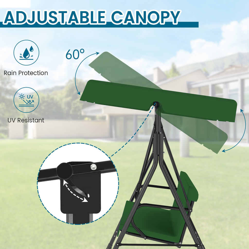 All-Weather Porch Glider Swing with UV-Treated Canopy & Rust-Proof 2-Step Powder-Coated Steel Frame – Quiet Smooth Gliding Outdoor Swing for Patio, Garden & Backyard, Black Beige Brown – Nova Mart