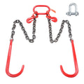 G80 V-Chain Bridle Tow Chain 3/8" x 3ft, 15600 lbs Capacity, Galvanized J Hook & Grab Hook, Grade 80 Heavy-Duty Wrecker Chain for Towing Recovery Vehicle Transport