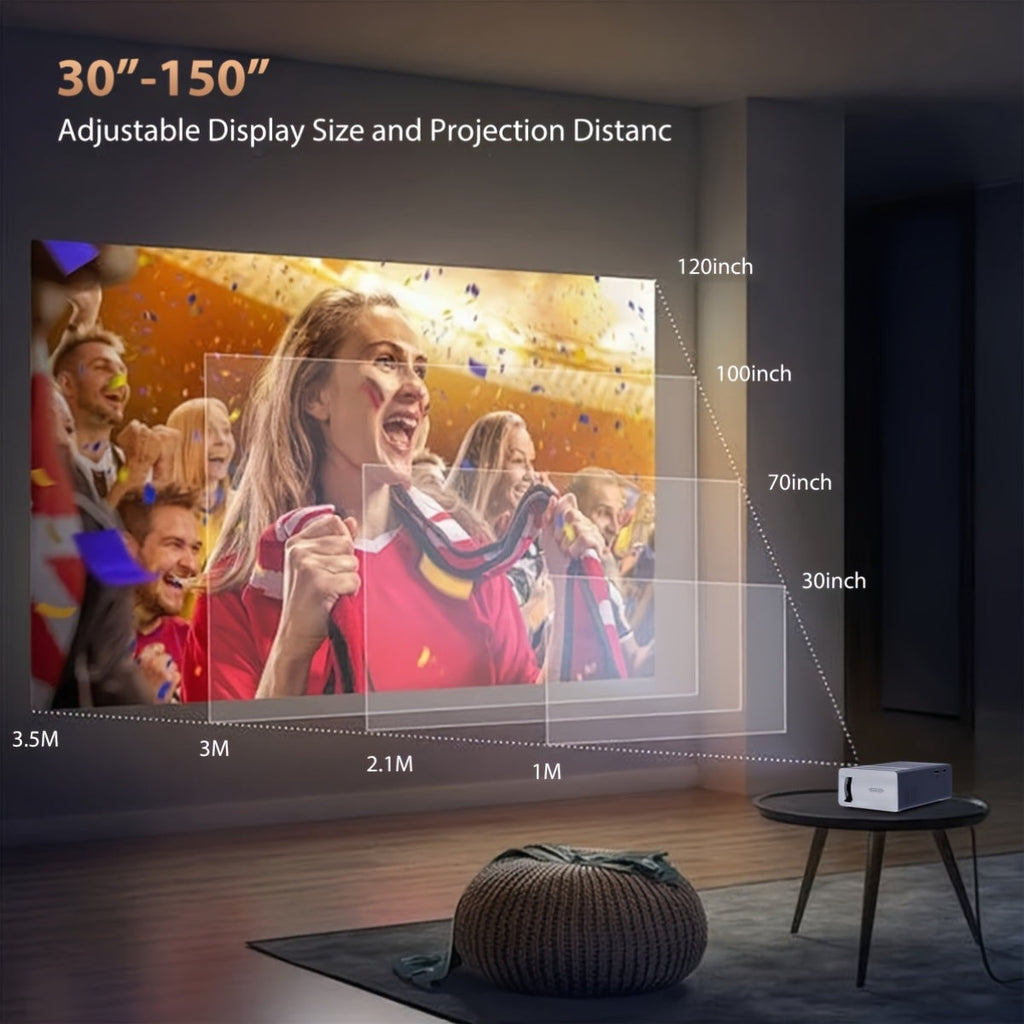 Portable Projector, 1080P Supported, 1280x720 Native Resolution, with Remote Control, USB Compatible with Smartphones, Tablets, Laptops, TV Sticks, Big Screen Home Theater