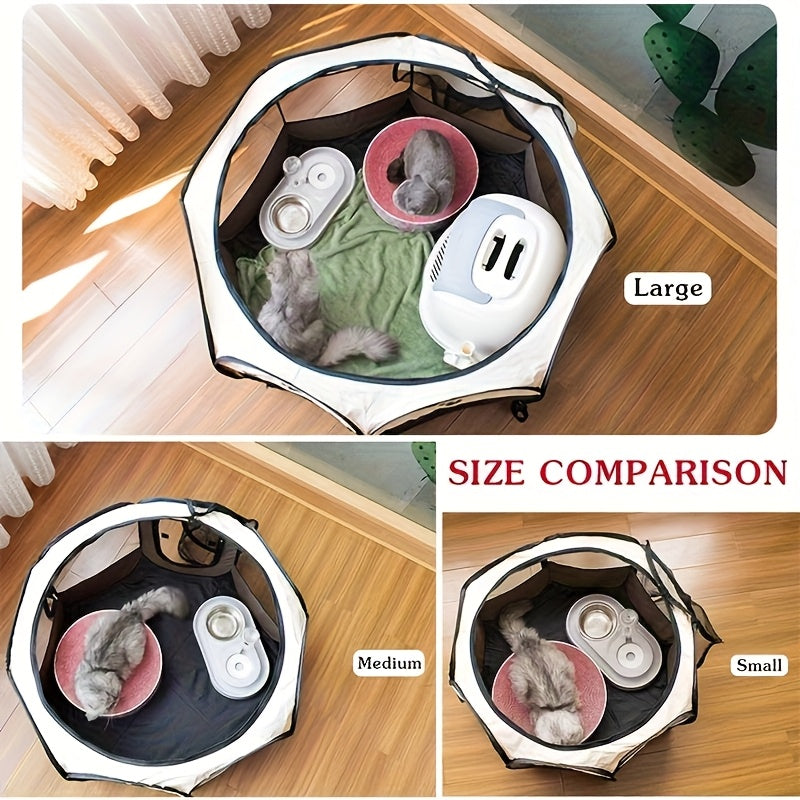 Foldable Octagonal Pet Playpen Tent for Dogs and Cats - Oxford Fabric, No Assembly Required, Indoor/Outdoor Pet Enclosure, Kennel, Maternity Room, Available in M, L, XL, Blue & Beige