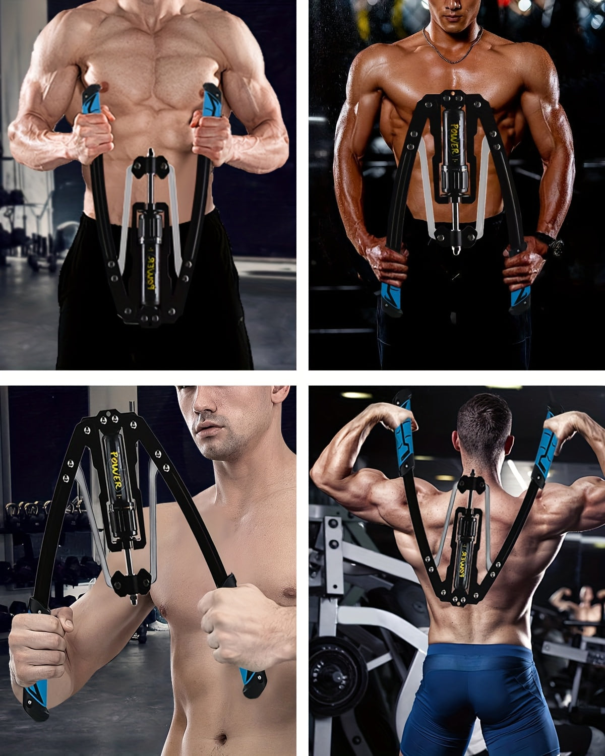 Hydraulic Arm Trainer – 22-440 lbs Adjustable Resistance, 20 Levels, Carbon Steel Foldable Home Gym Equipment for Chest, Shoulder, and Back Multi-Muscle Workout, Non-Slip Handle