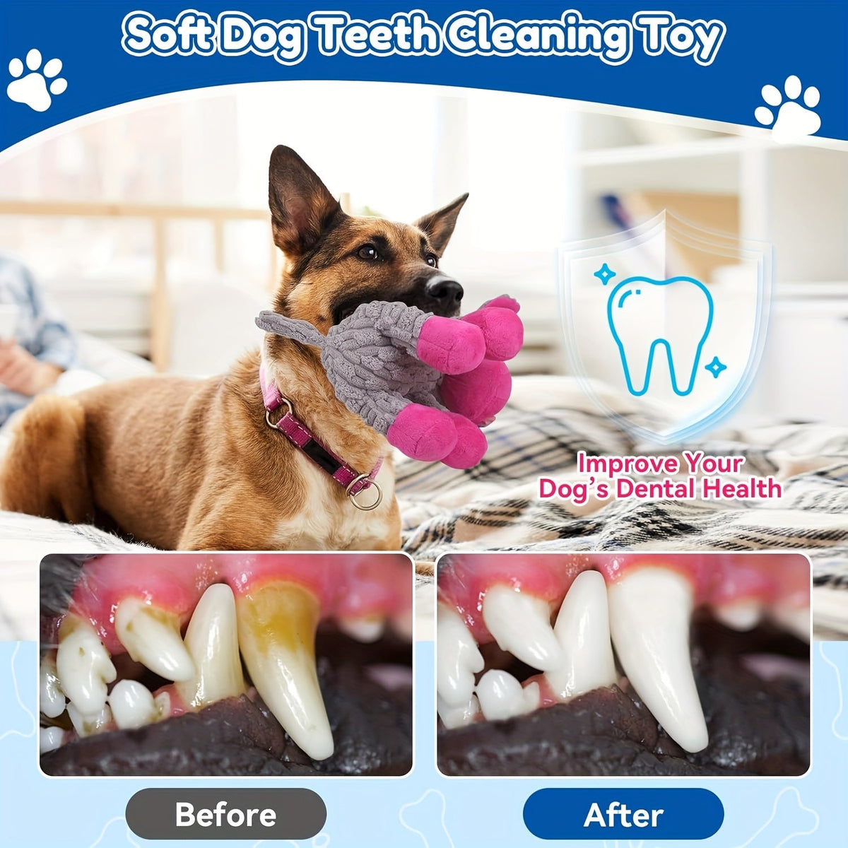 粉色驴子发声毛绒狗玩具——适合中小型犬的可爱搞怪填充咀嚼玩具，幼犬柔软互动咬咬公仔，爱犬人士及宠物玩耍的趣味礼物