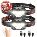 1200 Lumen Rechargeable LED Headlamp with Motion Sensor & Red Light – 8 Modes, USB-C, Waterproof Head Lamp for Camping, Hiking, Fishing, Auto Repair, Garage, and Emergency Use – Gift for Men