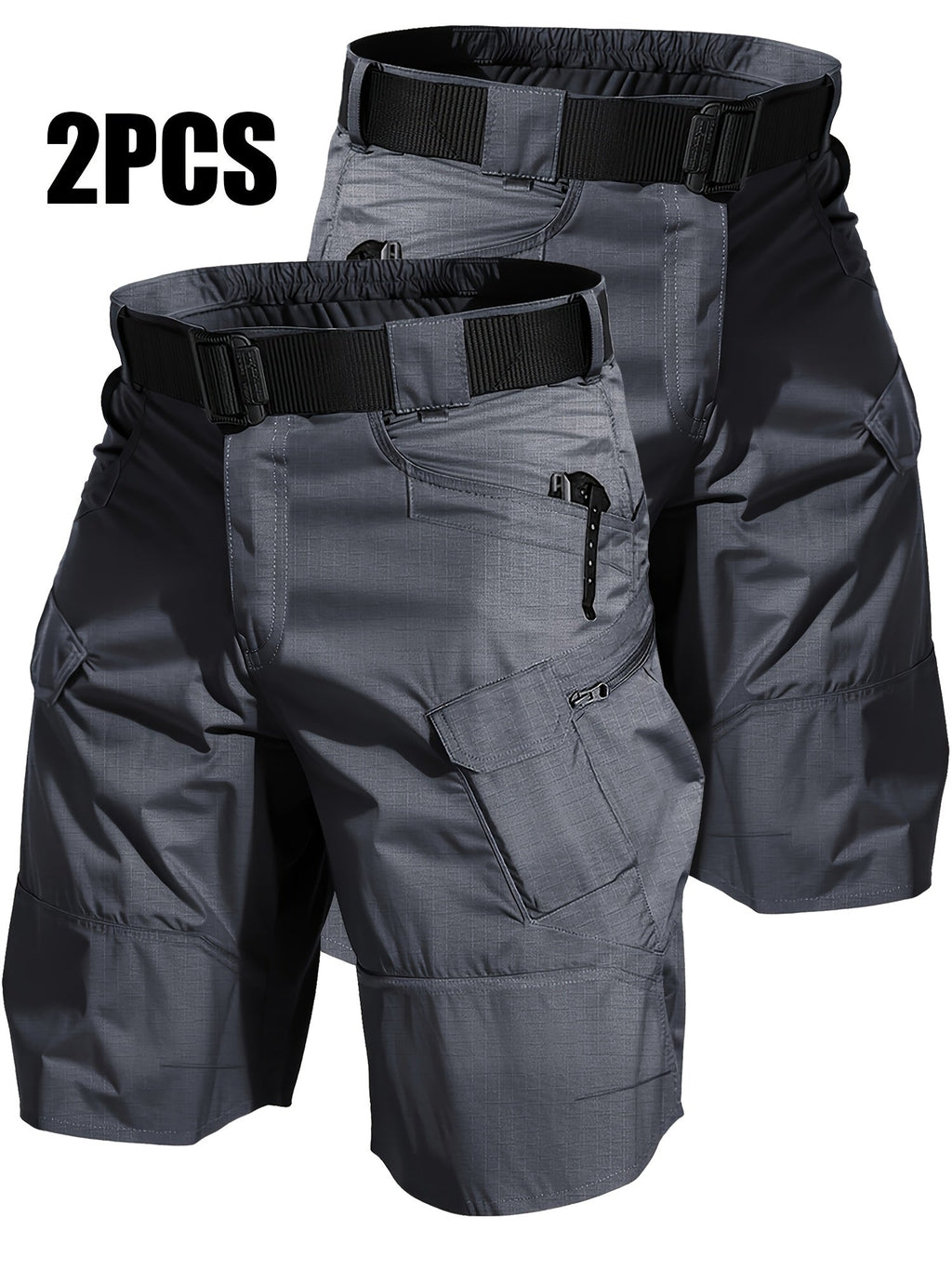 2-Pack Men's Multi-Pocket Cargo Shorts - Durable Relaxed Fit Outdoor Hiking, Camping, Fishing, and Work Shorts, Tactical Utility Bottoms for Men Sizes S-XXXL, Black, Gray, Khaki, Army Green