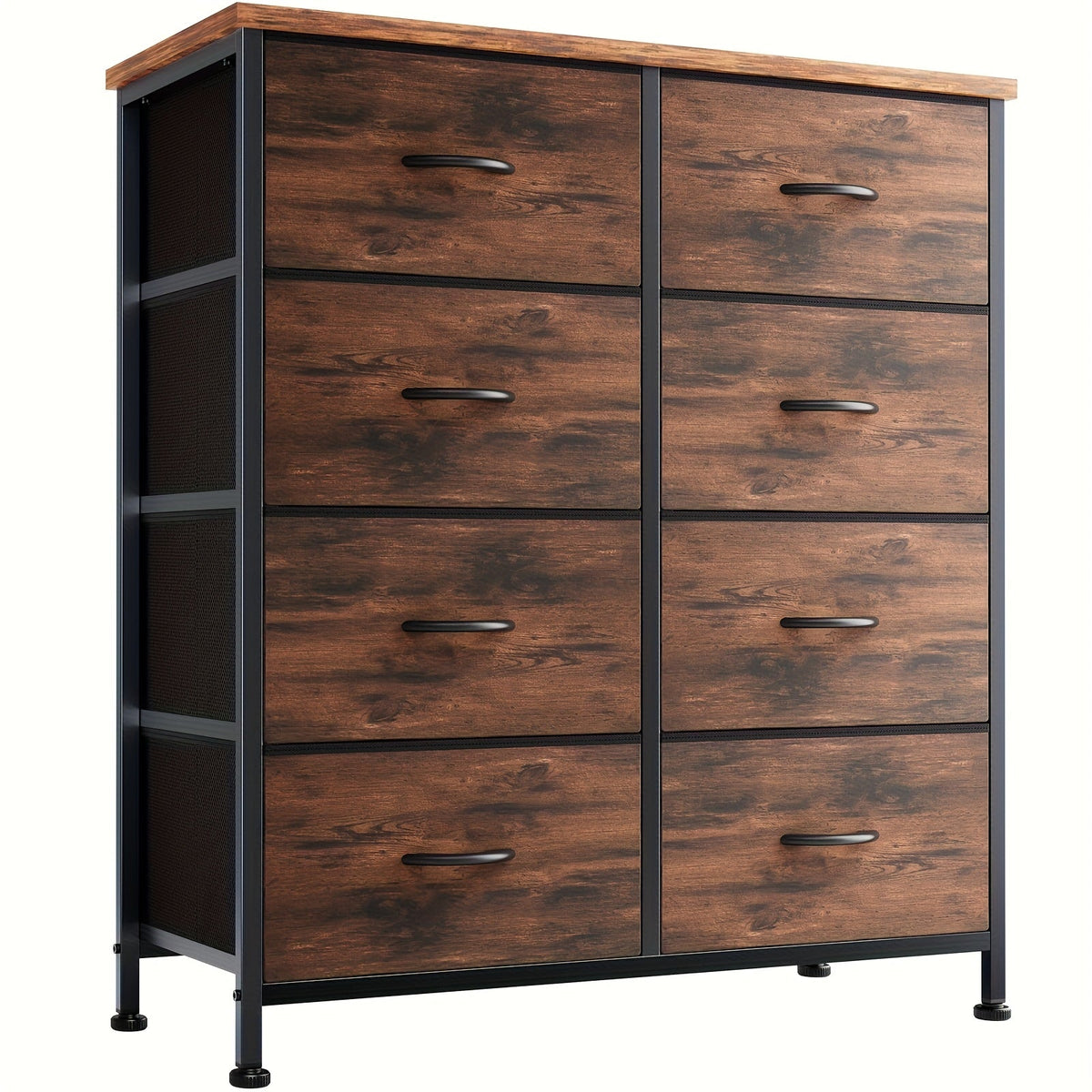 8-Drawer Fabric Dresser with Metal Frame & Wood Tabletop – Clothes Storage Tower Chest Organizer for Bedroom Living Room Entryway