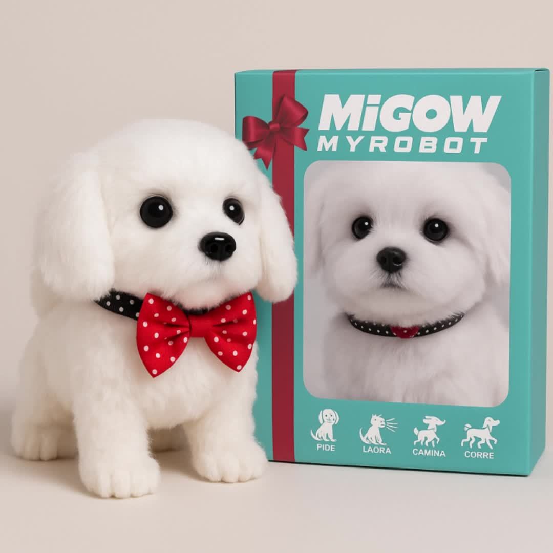 Interactive Robotic Plush White Labrador Puppy Toy: Walks, Barks, and Wags Tail, Realistic Electronic Pet Dog in Gift Box, Birthday or Christmas Holiday Gift for Boys and Girls Ages 3 and Up