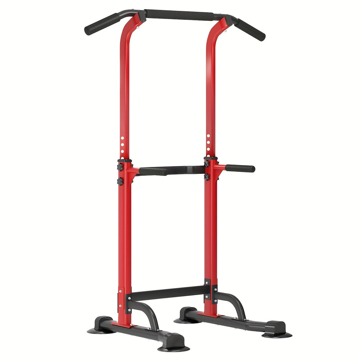 Adjustable Power Tower Dip Station Pull Up Bar for Home Gym, 10 Height Levels 65-82.7 Inches, 330LBS Capacity, 6 Exercise Positions, Full Body Strength Training, Black/Red/Yellow/Blue/Pink/Orange