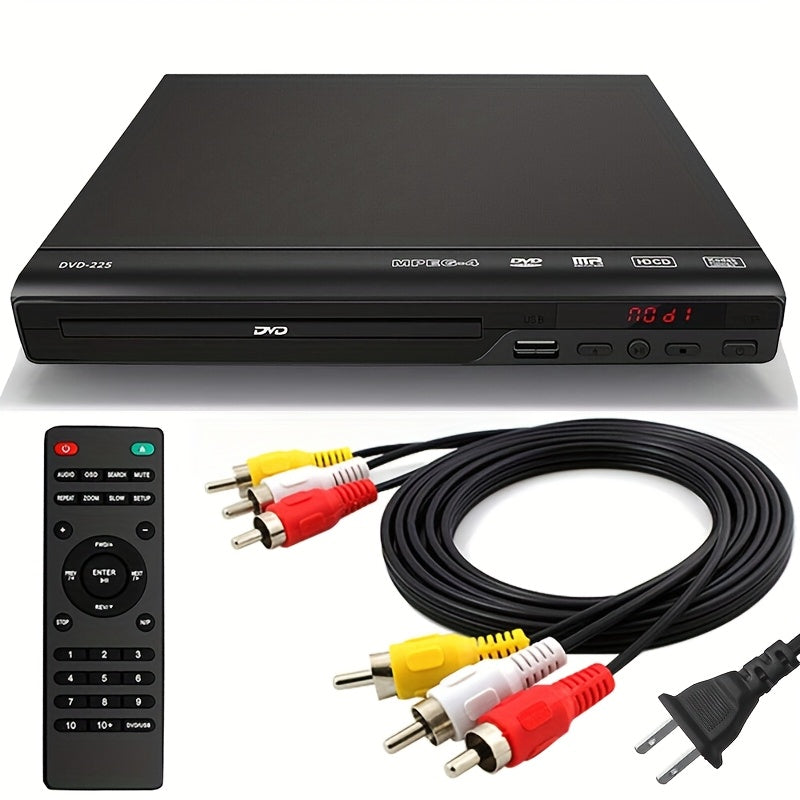 DVD Player All Region Free – USB Port, AV Output, Remote Control, Plays DVD, VCD, CD-R, MP3, Compatible with TV & Home Theater, US Plug, Great Gift