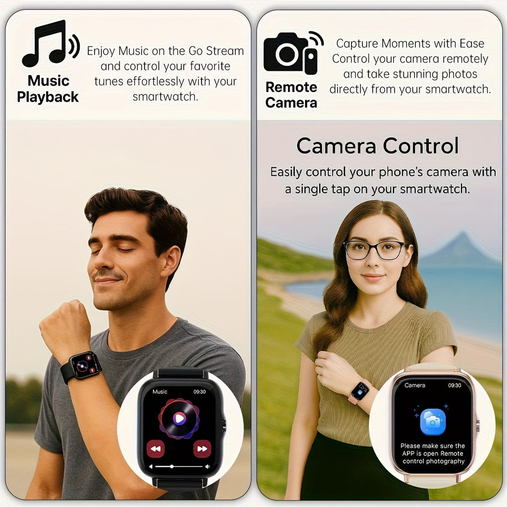 2026 Unisex Smartwatch with Wireless Calling, Dialing, Multiple Sports Modes, Heart Rate Monitoring, Message Notifications, Multi-App Alerts, Fitness Tracker for Men and Women, Compatible with iPhone and Android