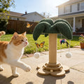 Sisal Cat Scratching Post Set with Clown Hat, Vertical Scratching Board & Cat Climbing Frame - Wear-Resistant Cat Scratcher Toy with Teasing Stick for Indoor Cats and Kittens (Millet Shape/Turtle Shape)