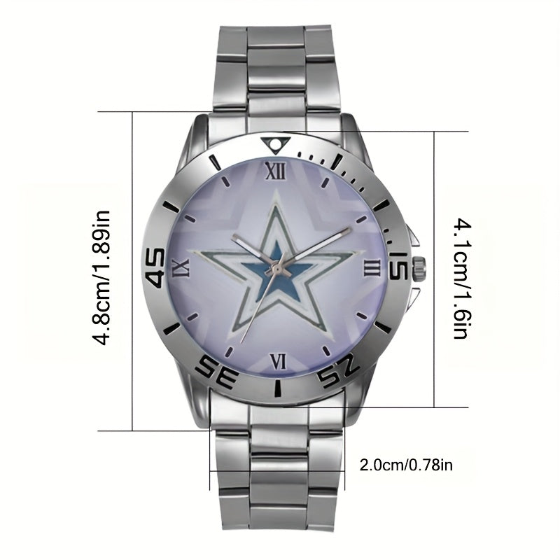 Men's Stainless Steel Quartz Watch, Casual Simple Round Dial Analog Wristwatch, Classic Metal Fashion Watch Gift for Men - Silver