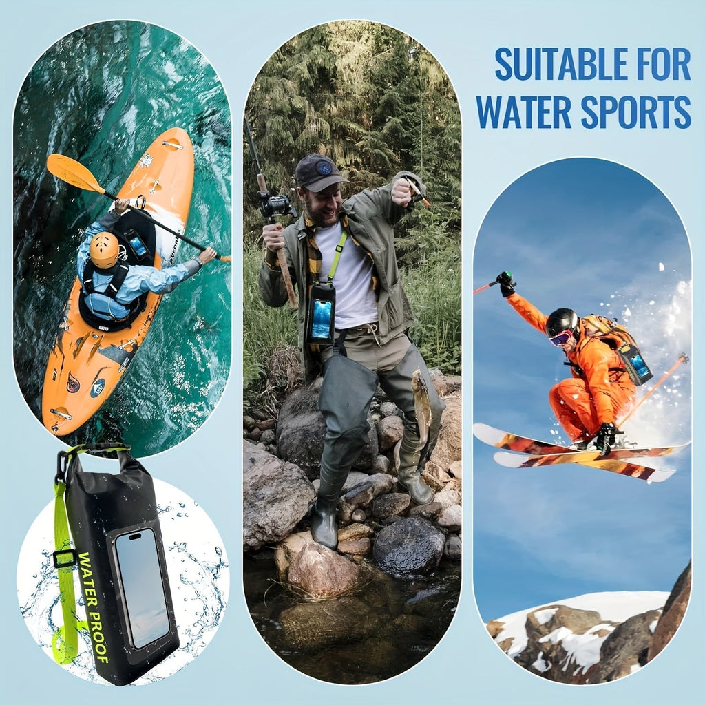 10L Waterproof Roll-Top Dry Bag with Phone Case - Crossbody Shoulder Bag for Kayaking, Boating, Beach, Camping, Swimming, Fishing, Rafting, and Travel