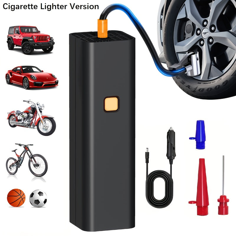 Portable Tire Inflator Air Compressor Pump for Car Tires, Bicycles, Motorcycles & Balls, Digital Pressure Gauge, Auto Shut-Off, USB & Cigarette Lighter Versions Available