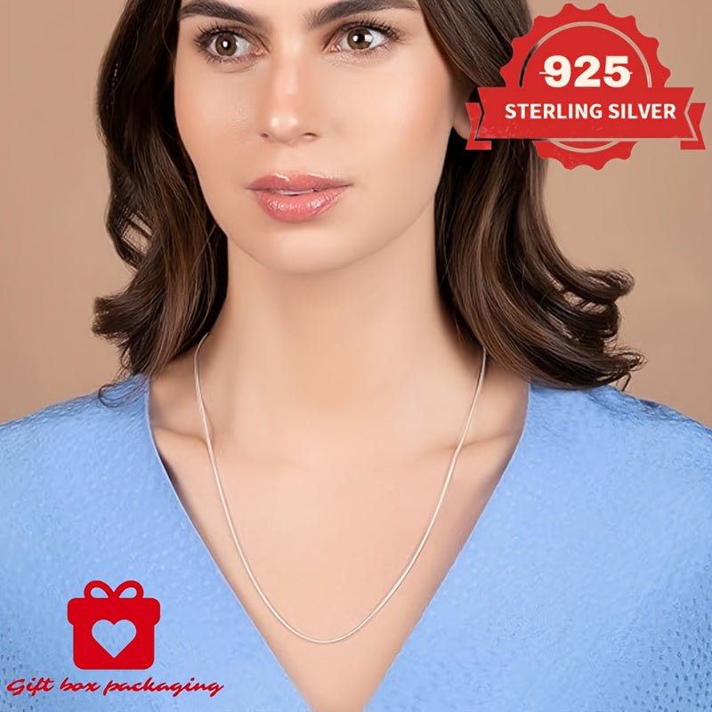 925 Sterling Silver 1mm Snake Chain Necklace Unisex – Handmade Round Snake Chain Lengths 16–24 Inches, Gift Box Included, Perfect for Daily Wear, Mother’s Day & Gifts for Him or Her