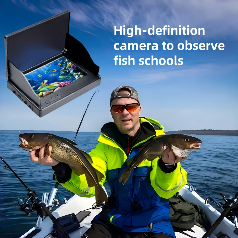 Fish Finder with HD Underwater Camera, 4.3-Inch Screen, 140-Degree Wide-Angle Lens, Fish-Attracting Light, Portable Fishing Viewing Set for Ice, Lake, and River Fishing
