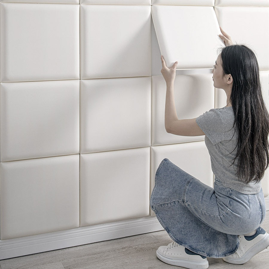 10-Pack 3D Self-Adhesive Soft Leather Wall Panels 35×35 In Peel & Stick Removable Sound Insulation Anti-Collision Waterproof Wear-Resistant – 7 Colors