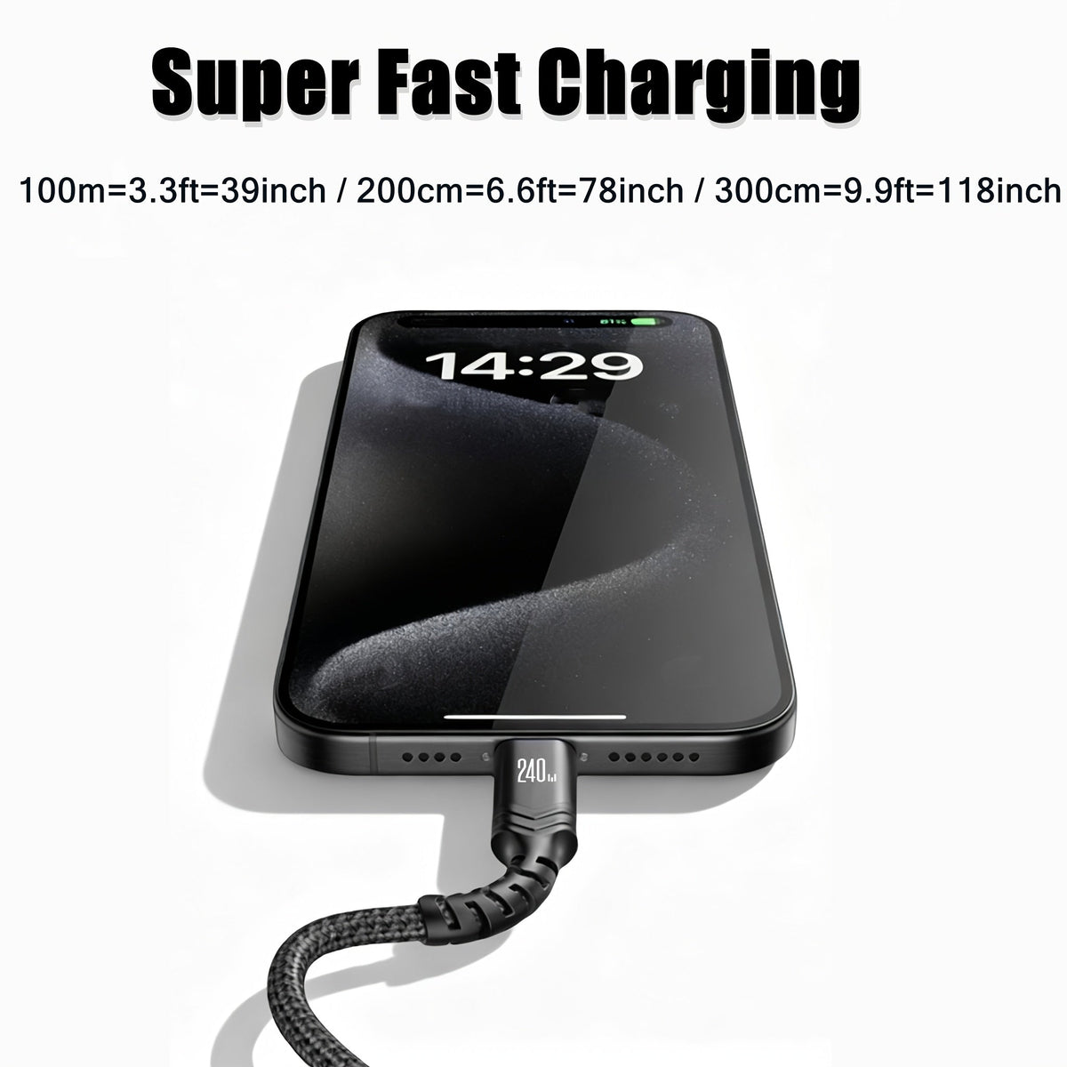 240W USB-C to USB-C Fast Charging Cable - 1m, 2m & 3m - For MacBook, iPad, iPhone 17/16/15, Samsung Galaxy, Google Pixel & More - 6 Colors