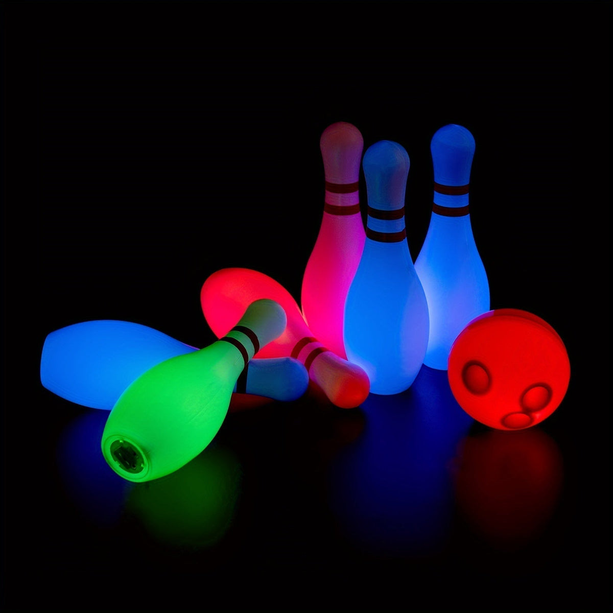 Light Up Kids Bowling Set: 10 Glow Bowling Pins & 2 Balls Indoor/Outdoor Bowling Game for Boys, Girls, and Toddlers – 7.87" Tall Pins, Fun Birthday/Holiday Gift Toy for Ages 3+