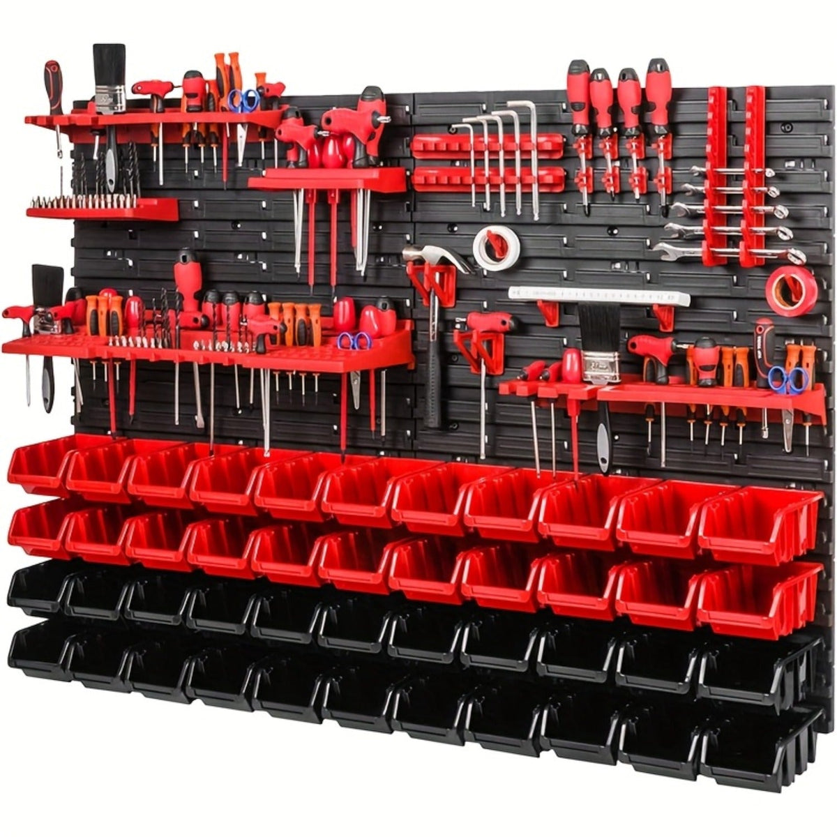 Tool Organizer Rack for Garage Wall, Heavy-Duty Plastic Storage Shelf with Multiple Compartments for Screws Nuts Bolts Small Parts, Easy Install Workshop Home Organizer, Space-Saving Tool Storage