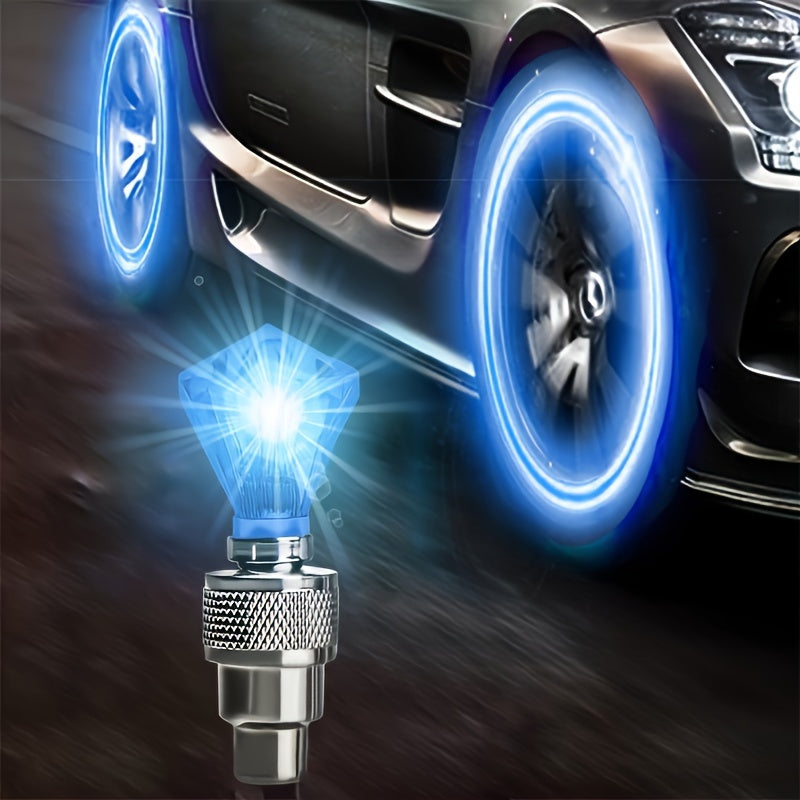 LED Tire Valve Stem Caps with Breathing Light & Running Horse Effect, 4/8/16pcs Glow Wheel Valve Core Caps for Car, Motorcycle, Bike – Wind Fire Wheel Light, UV & Explosion Proof – Green/Red/Blue Skeleton