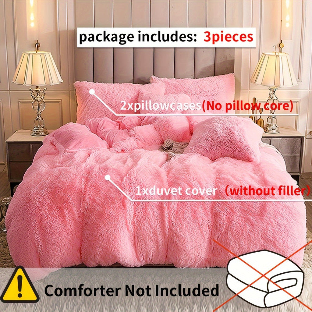 3-Piece Plush Duvet Cover Set - Cozy & Warm Bedding - Twin, Full, Queen & King - 14 Colors: Solid & Tie-Dye - Bedroom, Guest Room & Dormitory