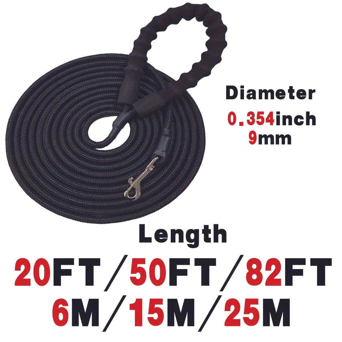 Heavy Duty Extended Dog Training Leash with Soft Sponge Handle – Long Strong Lead for Large, Medium, and Small Dogs, Outdoor Running, Beach, Grass, Sports, Anti-Slip Comfortable Grip Dog Lead