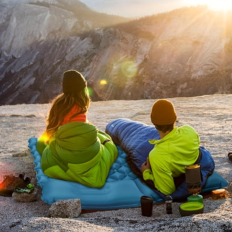 Self-Inflating Sleeping Pad, Ultralight Nylon TPU Camping Mat, Built-In Pump, Single & Double Person Options, Compact Portable Sleeping Mat for Camping, Hiking, Backpacking, Travel, and Picnics, Orange & Blue
