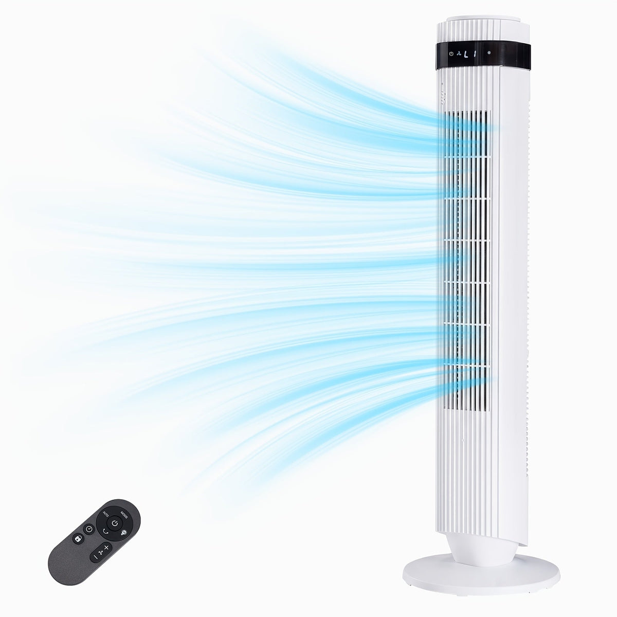 36-Inch Bladeless Tower Fan with Remote Control 5 Speed Settings 4 Modes Ultra Quiet 28dB 12H Timer Oscillating Portable Floor Fan for Home Bedroom & Office – Black or White