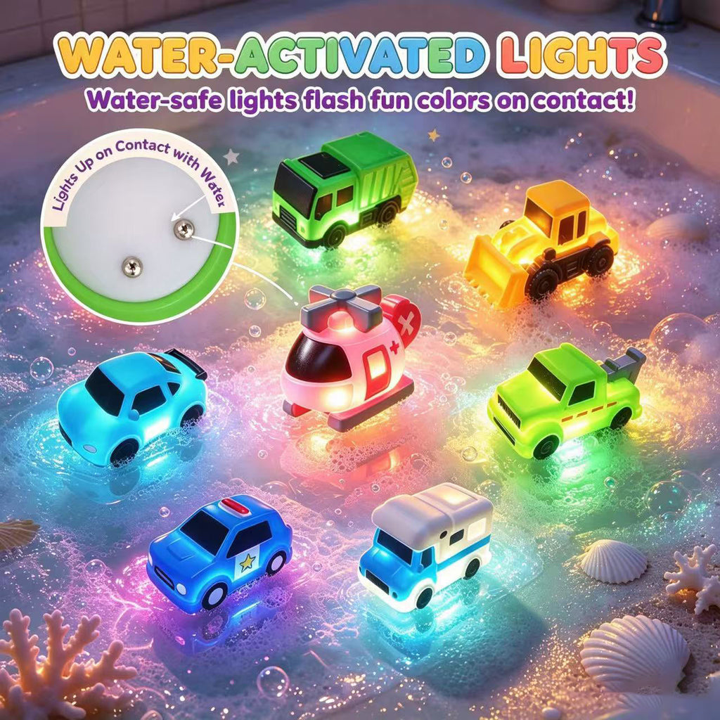 Light-Up Bath Toys for Baby & Toddler, No-Hole Flashing Colorful LED Floating Bathtub Toys Set of 2/4/6, Water Toys for Infant Kids Preschool Bathtime Swim Pool Party
