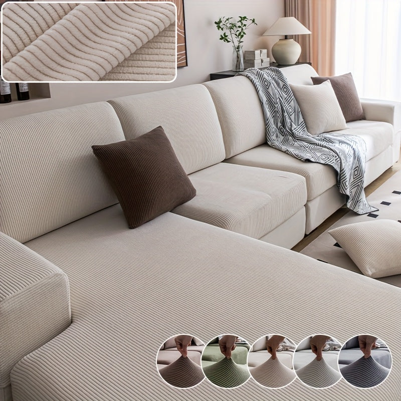 Elastic Sofa Cover - All-Season, Non-Slip Modern Sofa Protector for Sofa Back, Arm, Single, 2, 3 & 4-Seater & L-Shaped - Off White, Deep Gray, Light Grey, Coffee & Green