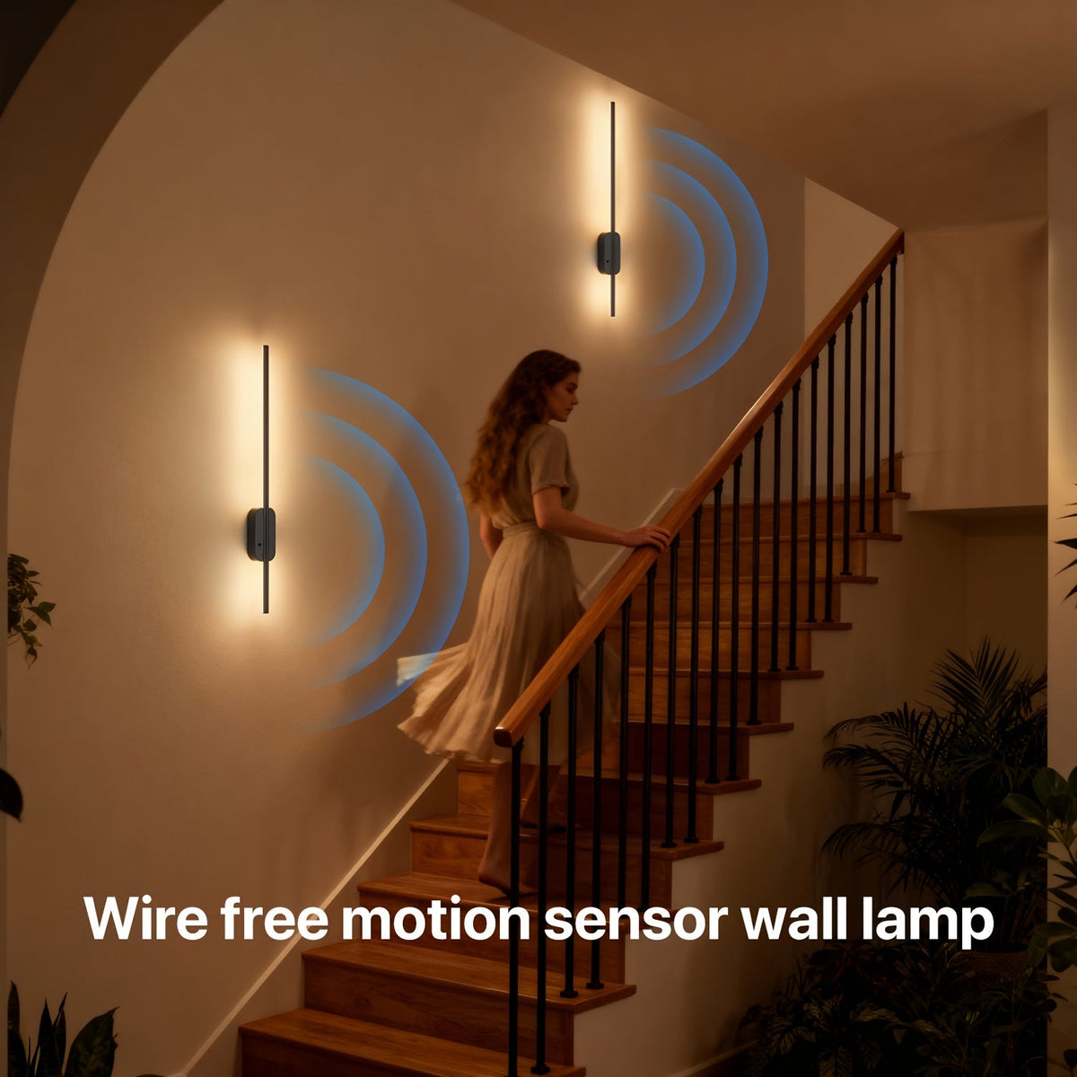 2-Pack Rechargeable Battery Operated Wall Sconces - Dimmable Wireless LED Wall Lights with Remote Control, Black - Bedroom, Living Room, Hallway & Entryway
