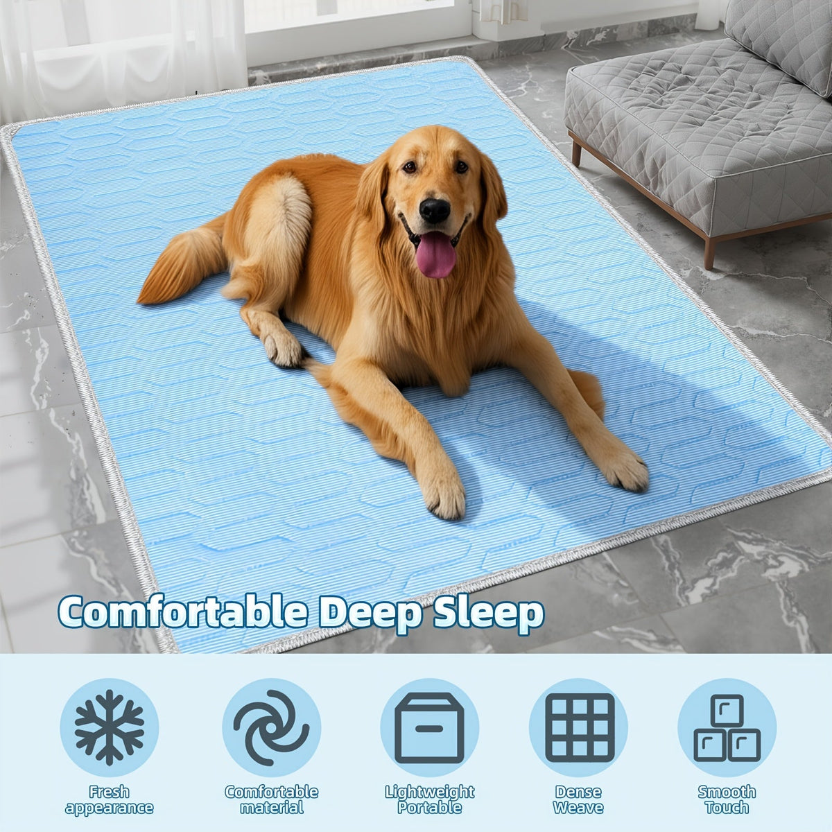 2026 Upgraded Summer Pet Cooling Mat - Ice-Cool Sweat-Absorbent Sleeping Pad for Cats & Dogs, Keeps Pets Cool All Summer, 3 Sizes M/L/XL for Small, Medium & Large Pets (Blue)