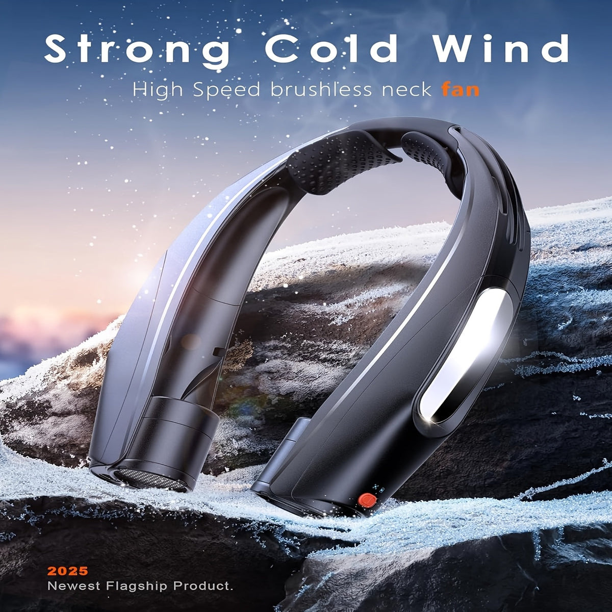 Portable Neck Fan Hands-Free Wearable Personal Fan, 3000mAh USB Rechargeable, 6 Adjustable Speeds, 5-Blade Bladeless-Style Cooling Fan for Home, Office, Outdoor, Camping, and Travel – Black & White