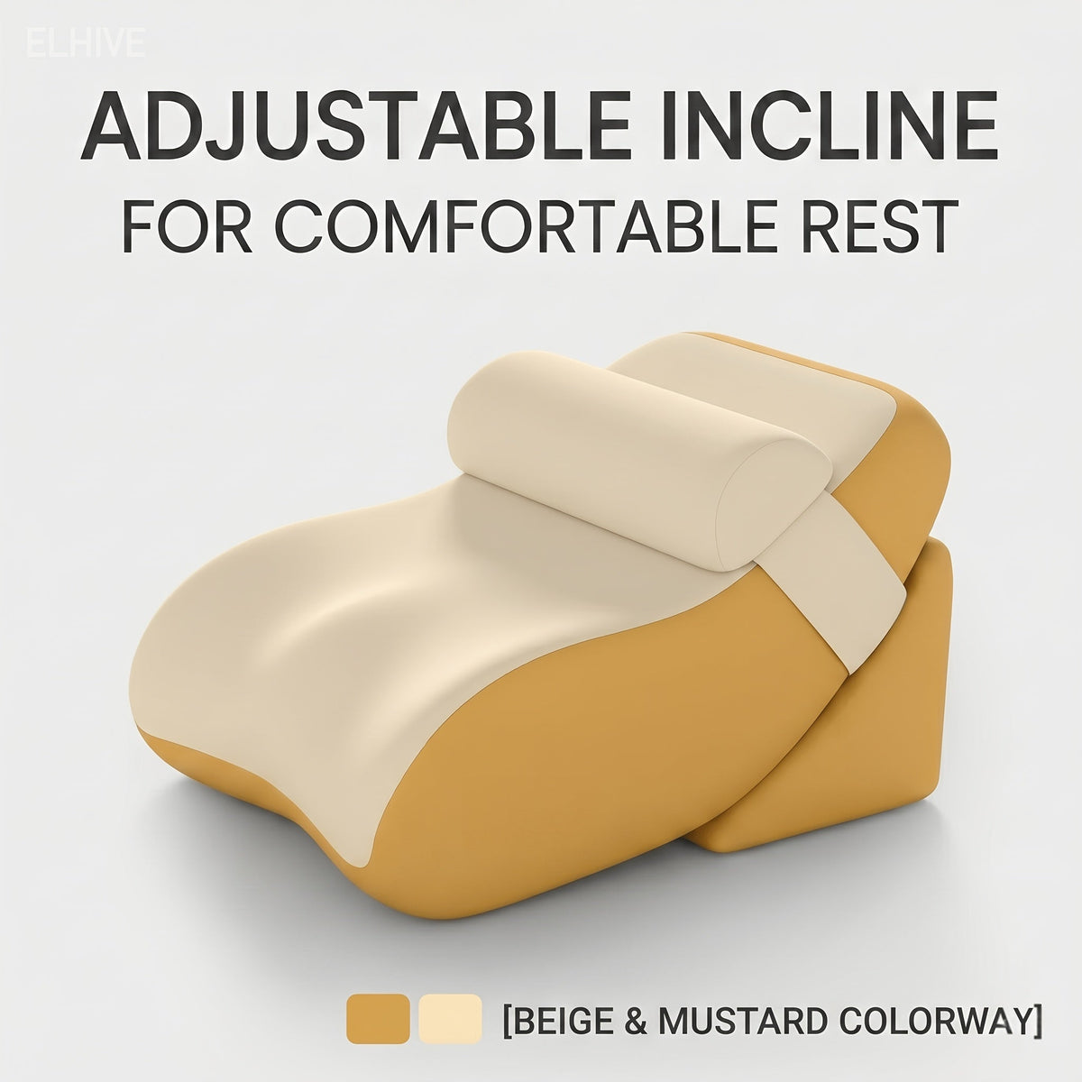 Adjustable Backrest Pillow Set of 3 – Memory Foam Reading Wedge Cushion Multi-Angle Ergonomic Support for Head Neck & Back Lounge Pillow for Bed Gaming TV with Washable Cover