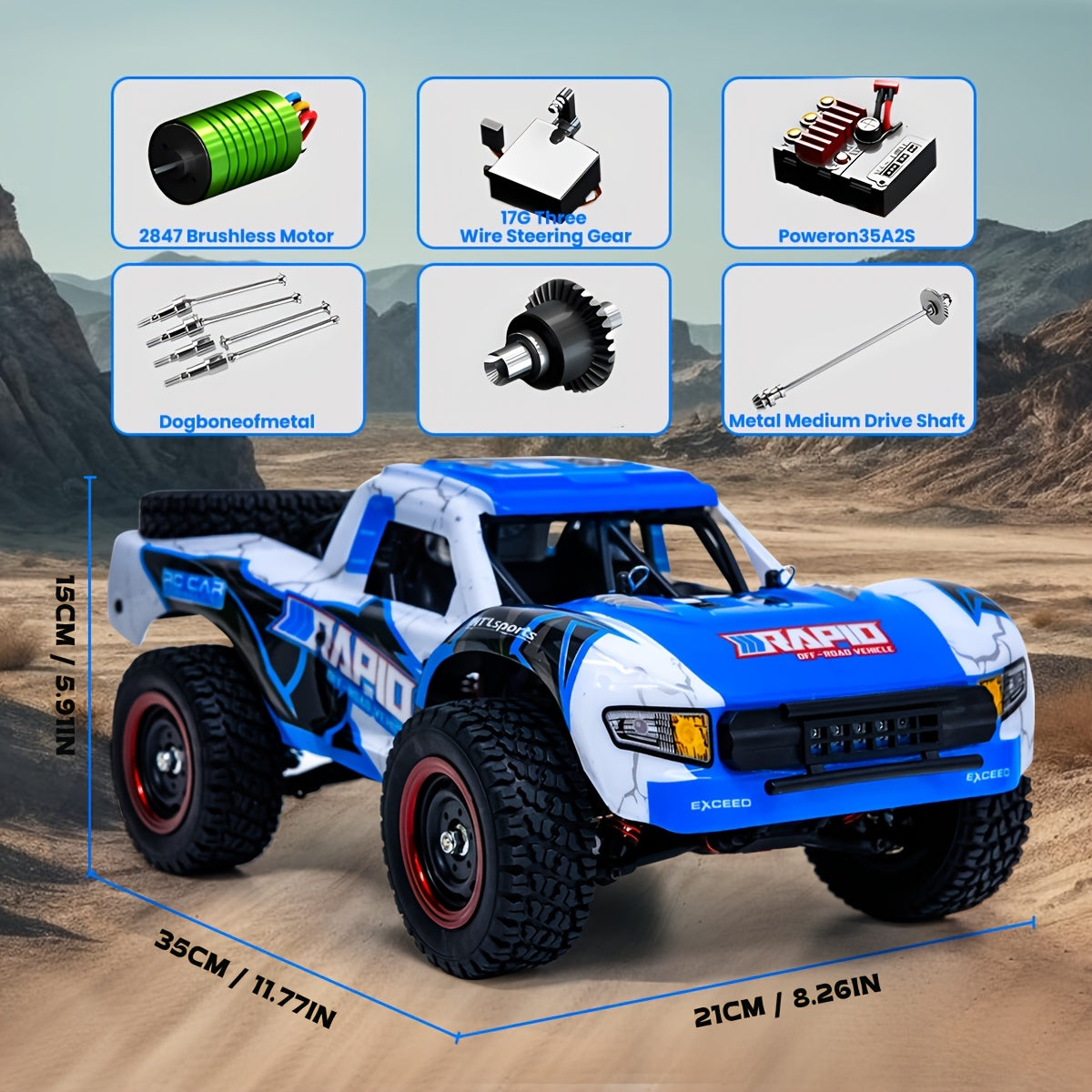 1:14 Scale High-Speed RC Car, 4WD Off-Road Vehicle – Brushless Motor PRO (50-70 km/h) or Carbon Brush (38 km/h) – Four-Wheel Drive Remote Control Truck for Adults & Kids
