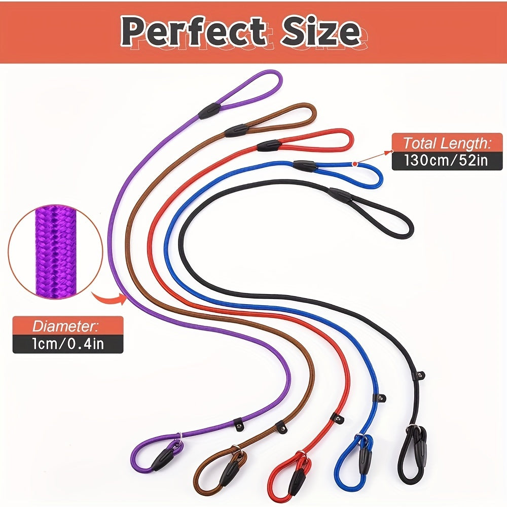 5-Pack Slip Lead Dog Leash - Nylon Rope Training Leads for Dogs of All Sizes, Durable Strong Dog Training Leash Set for Puppy, Small, Medium, and Large Dogs, Vet & Shelter Favorite