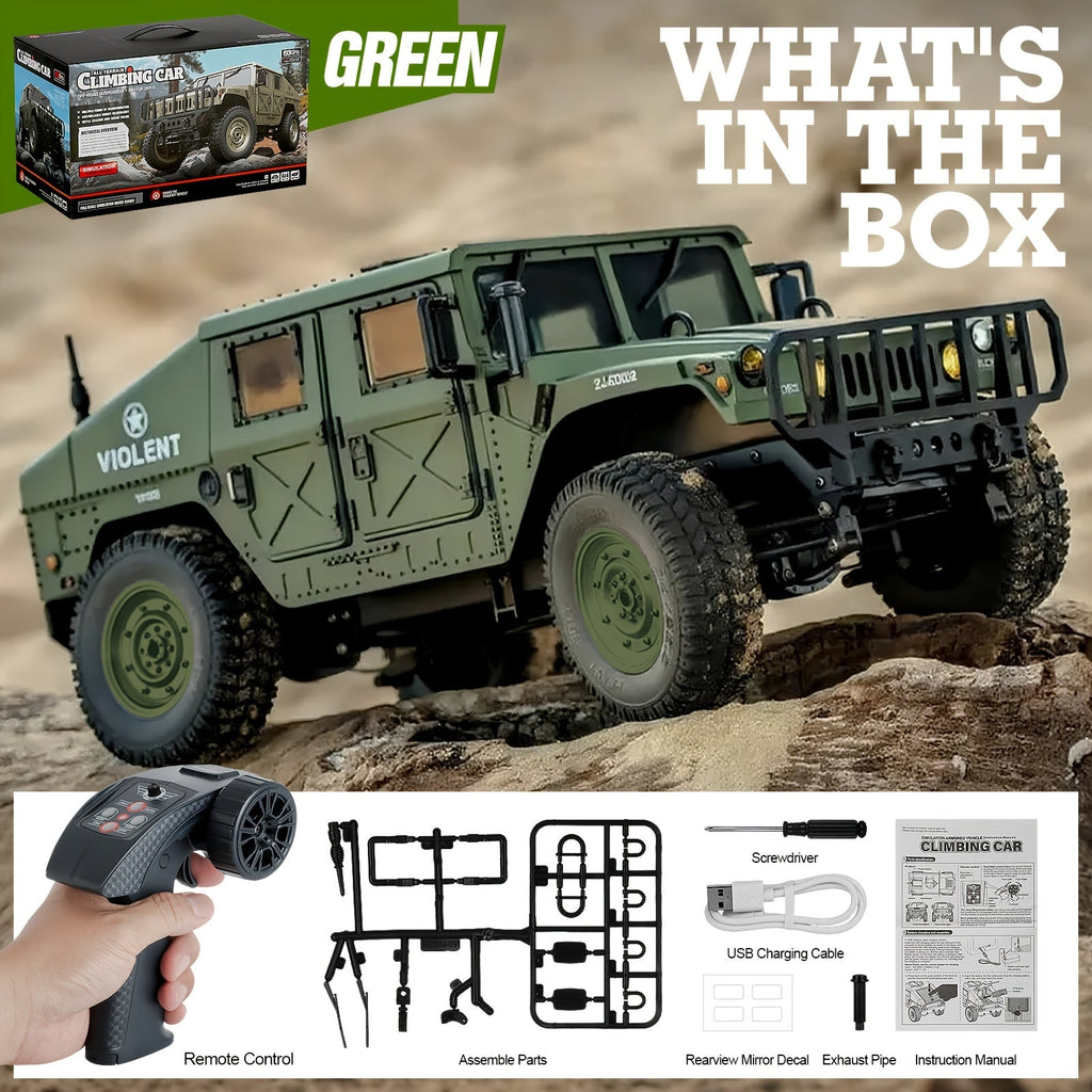 C8835 Full-Scale RC Military Off-Road Vehicle for Adults - Proportional Transmission, Variable Speed, Climbing, Multi-Mode LED Lighting, 5 Openable Doors, Optional Machine Gun & Winch Accessories