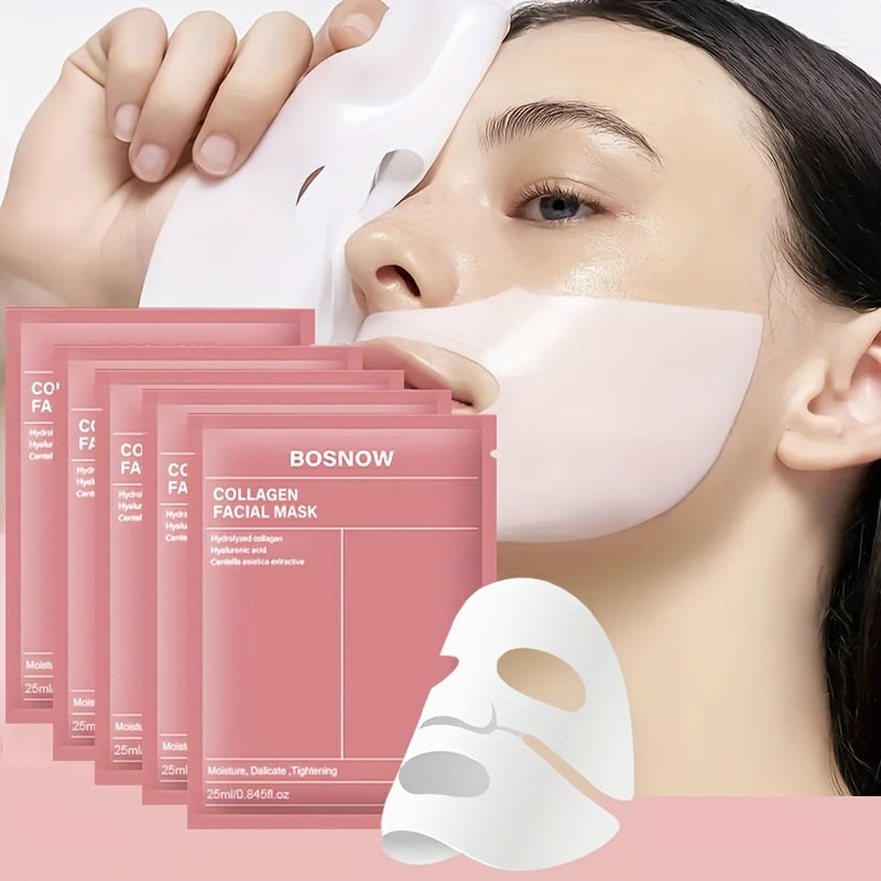 5-Piece Instant Lifting Collagen Face Mask - Moisturizing, Firming & Brightening Sheet Mask for Hydrated, Smooth & Glowing Skin - For Dry & Sensitive Skin