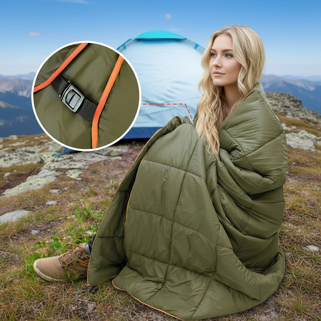 Outdoor Camping Puffy Blanket, Foldable, Lightweight, Warm, DWR Water-Resistant, with 3D Eye Mask, 140x200cm, for Camping, Travel, Car, Beach, Stadium, Hammock, Sofa, Festival