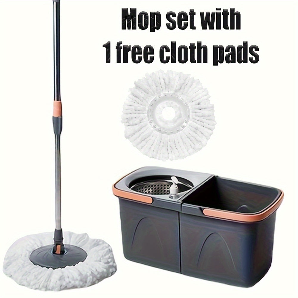 4-Piece Spin Mop & Bucket Set - Hands-Free Wringing, Replacement Mop Cloth & Spray Bottle, Wet/Dry Use, for Kitchen Bathroom Hardwood Tile Floors - Multicolor