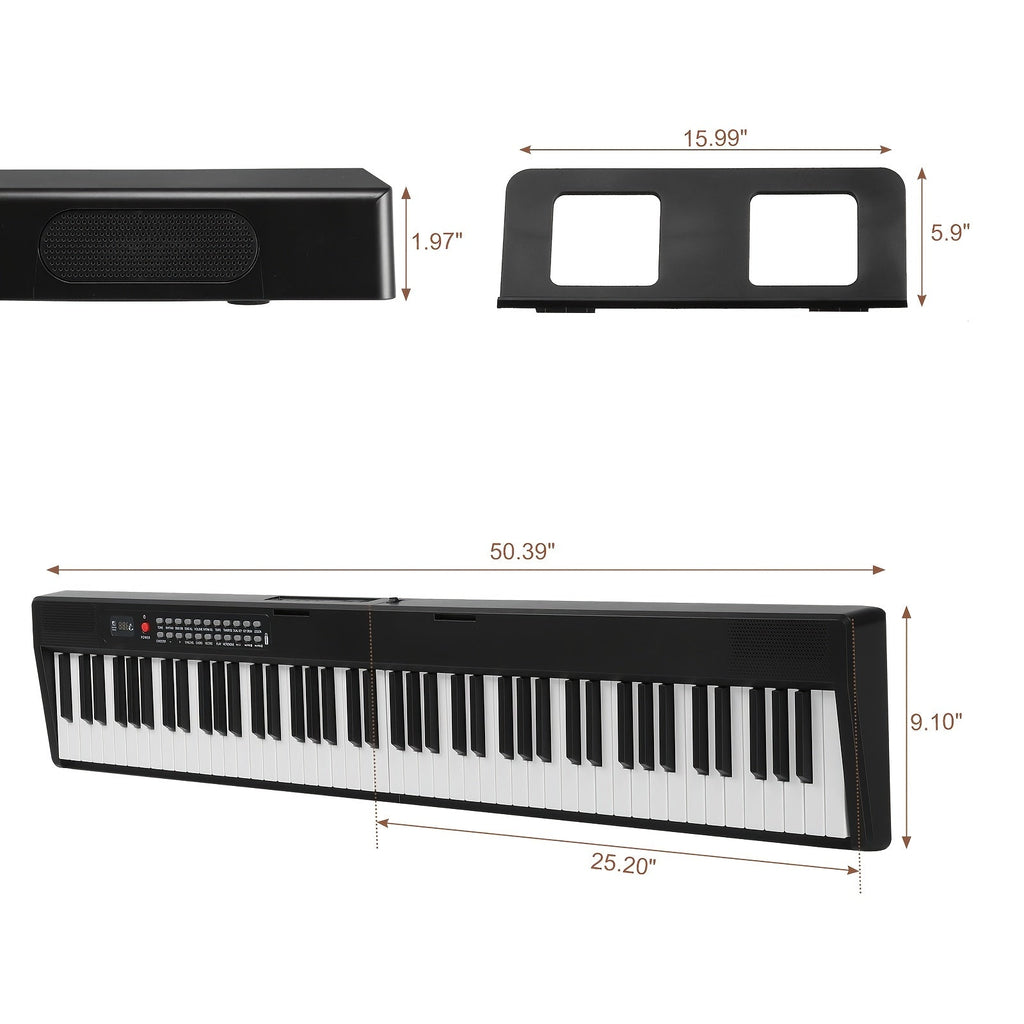 Glarry 88-Key Foldable Portable Electric Piano Keyboard – Full-Weighted Keys, 1000 Timbres & Rhythms, 150 Demo Songs, Metronome, Sustain Pedal & 420D Carry Bag Included, for Beginners & Musicians, White or Black – Nova Mart
