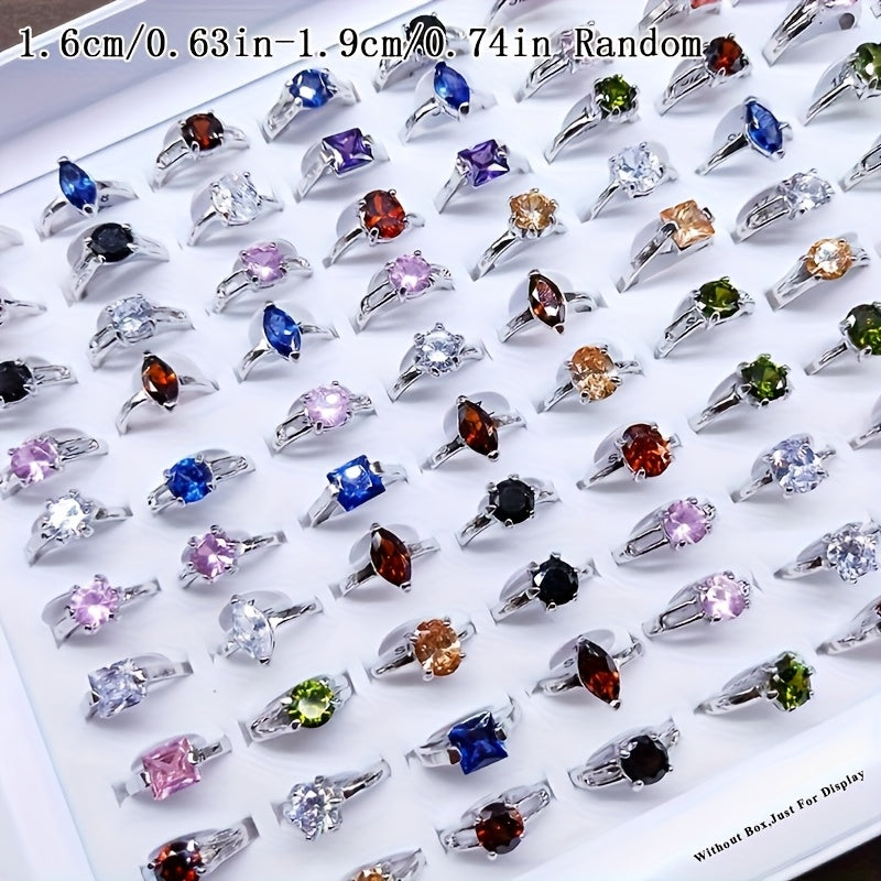 25-Piece Cubic Zirconia Stackable Ring Set – Shimmering Geometric CZ Rings in Silver & Gold, Multi-Color Variety Pack for Women, Jewelry Gift for Engagement, Wedding, Evening Party, and Daily Wear