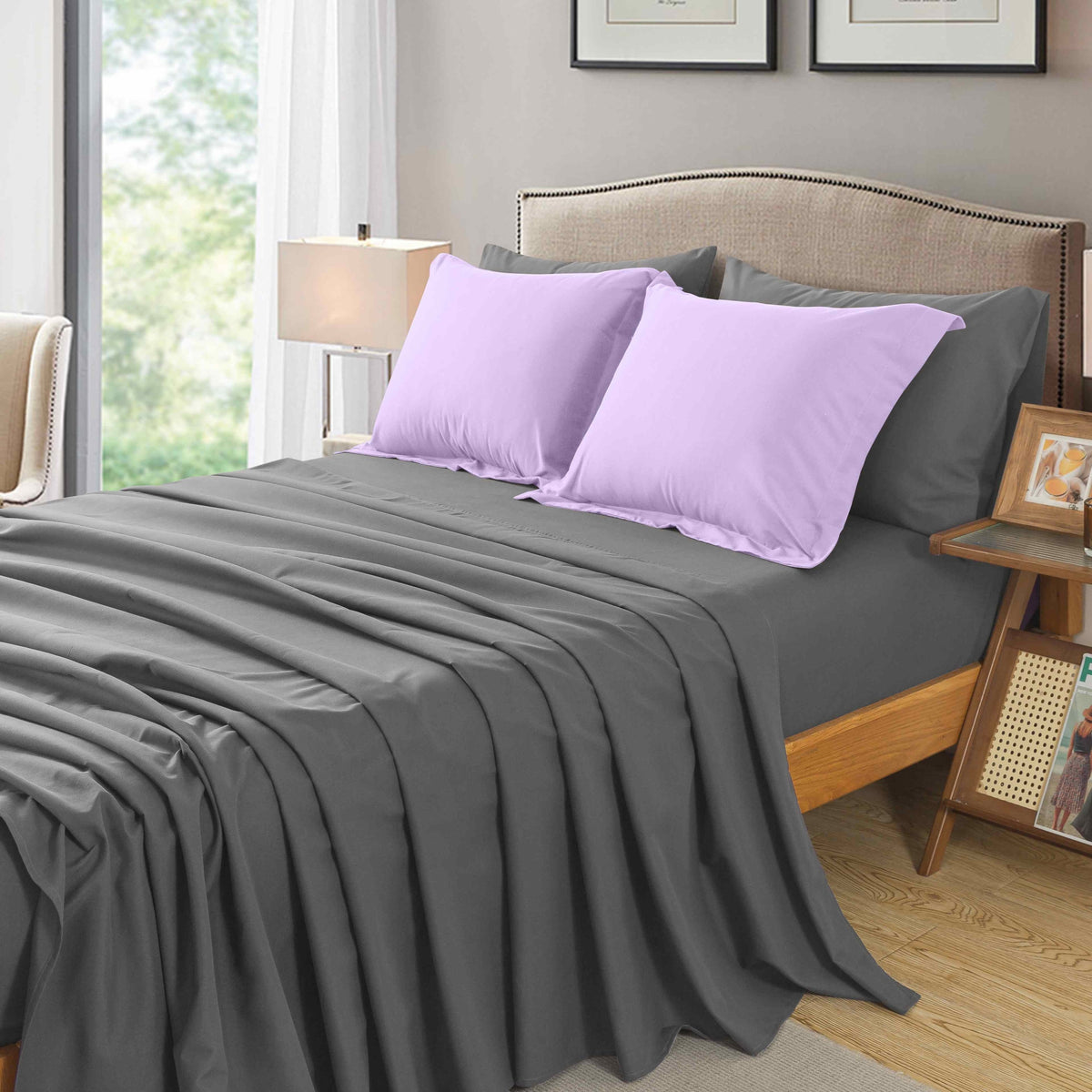 7-Piece Comforter Set, Queen/King Size – Soft Microfiber Pinch Pleated Bed-in-a-Bag with Comforter, Fitted Sheet, Flat Sheet & 4 Pillowcases, All-Season Bedding Set for Home & Dorm