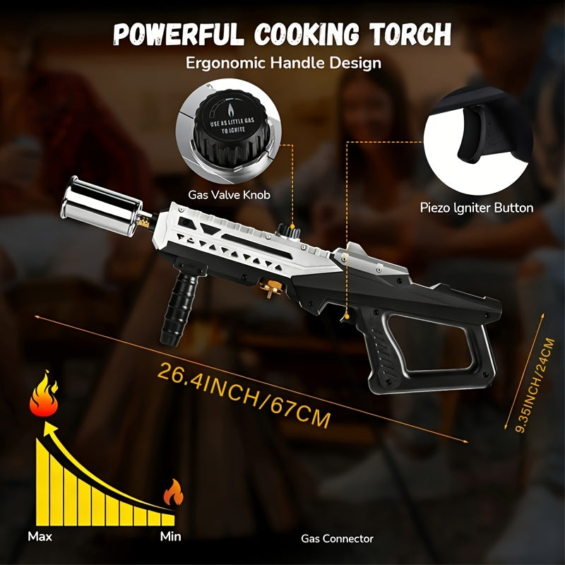 Propane Grill Torch – 24-Inch Adjustable Flame Sous Vide Torch & Charcoal Lighter for BBQ Campfire Searing Steak & Weed Control in Silver/Black & Premium Silver (Tank Not Included)