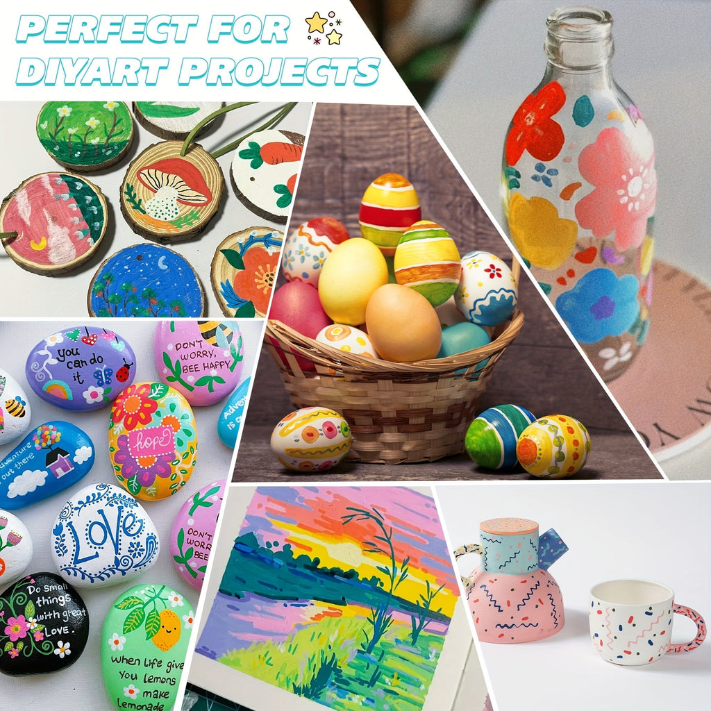 Dual Tip Acrylic Paint Markers Set, 48/72/108 Colors, Non-Toxic, Odorless, Permanent Paint Pens for Rock Painting, Canvas, Wood, Glass, Ceramic, Fabric, Stone, Paper, DIY Art Craft Supplies for Adults & Kids