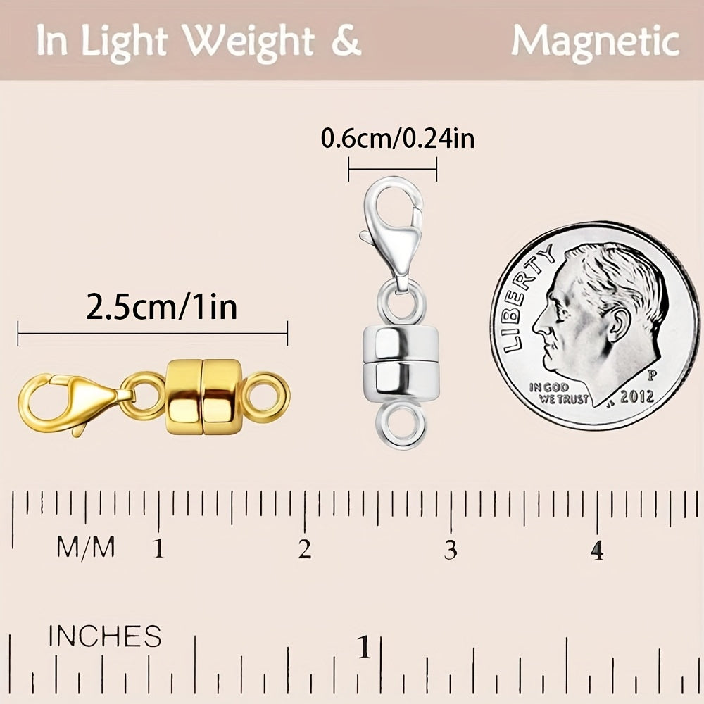 Magnetic Necklace Clasps and Closures with Lobster Clasp Converters – Gold and Silver Jewelry Findings for Bracelets, Necklaces, and Chains – Available in 2, 6, 7, 8, 9, 16, and 18 Piece Sets