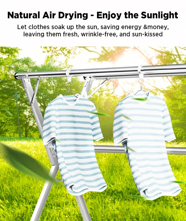 Stainless Steel Clothes Drying Rack 63" & 78.7" Retractable Foldable Heavy-Duty Laundry Drying Rack, Collapsible Indoor/Outdoor Clothesline with Adjustable Length for Balcony, Bedroom, and Laundry Room