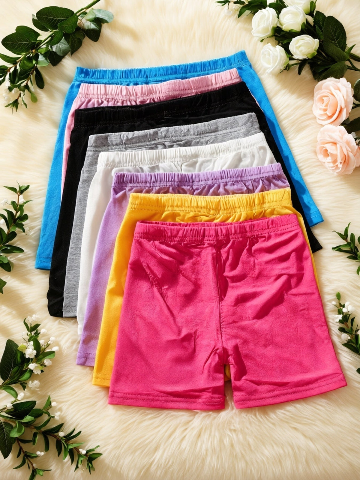 Girls' Bike Shorts 6-Pack: Soft Modal Cartwheel Shorts for Toddlers and Kids – Multicolored Under-Dress Dance and Play Shorts for Ages 2-10