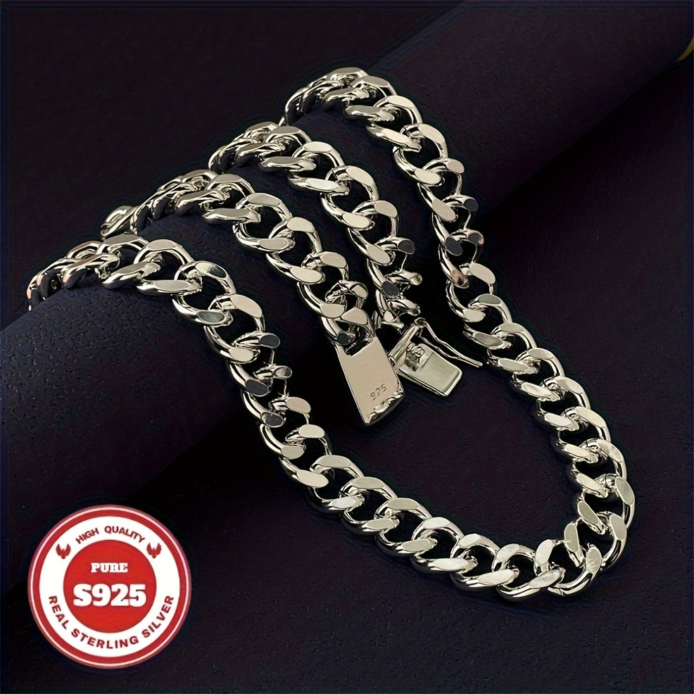 S925 Sterling Silver Cuban Chain Necklace for Men – 6mm & 10mm Wide, 18 to 24 Inches, Handcrafted Heavyweight Bold Link Chain, Durable Jewelry for Everyday Wear and Special Occasions